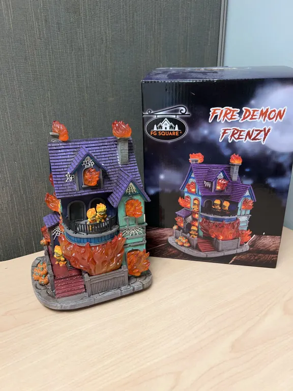 FGSquare Fire Demon Frenzy Polyresin Animated LED House