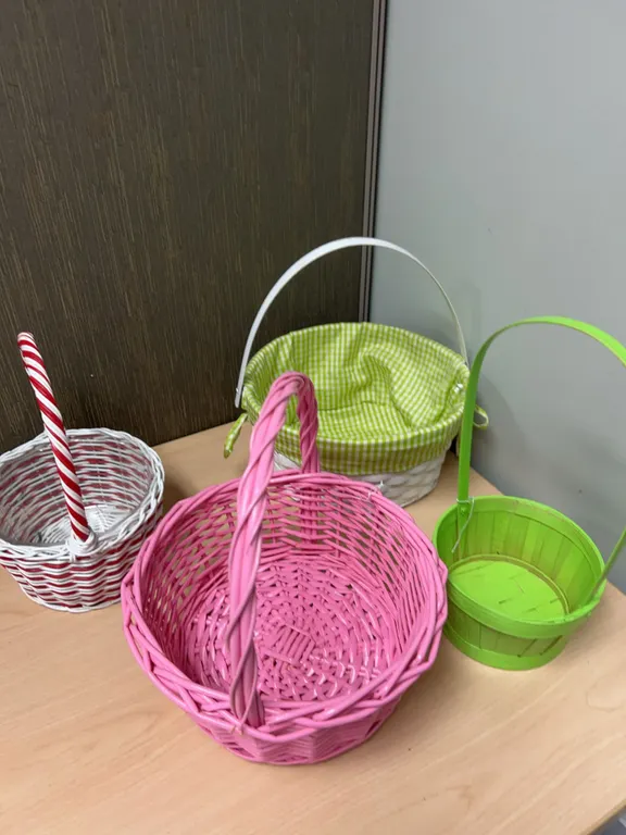 Woven and Wooden Easter Baskets, Set of Four
