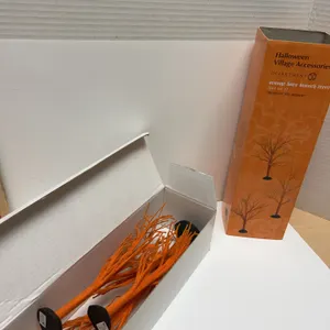 Department 56 Halloween Village Orange Bare Branch Trees Set