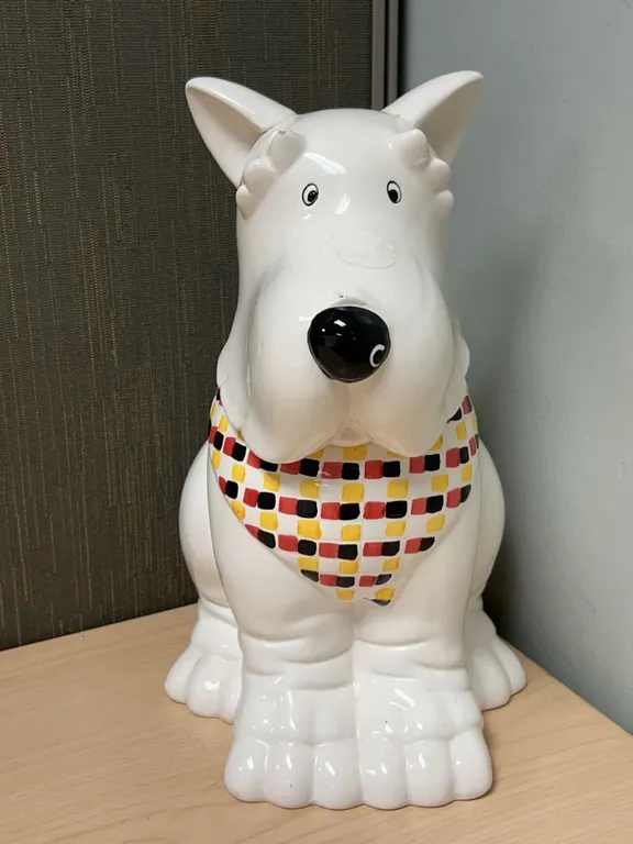MSRF Inc. Ceramic Dog Cookie Jar with Patterned Bandana