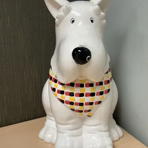 MSRF Inc. Ceramic Dog Cookie Jar with Patterned Bandana