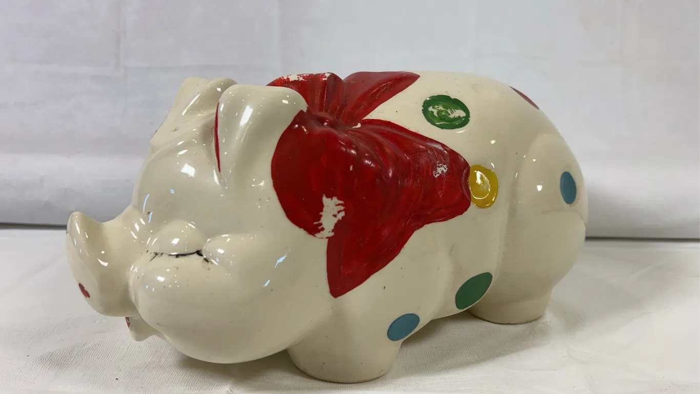 VTG Polka Dot Pig Bank
