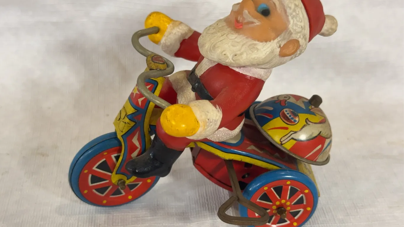 Tin Litho Santa on Tricycle