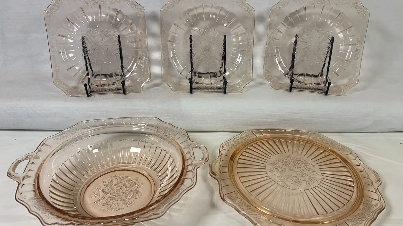 Pink Depression Bowls and Plates