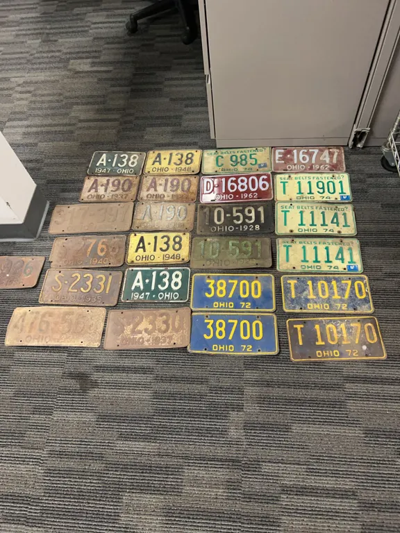 Ohio License Plates 1920s to 1970s Assorted Years