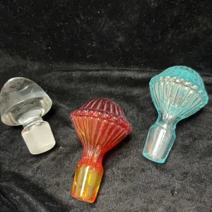 Three Decorative Glass Bottle Stoppers Assorted Colors