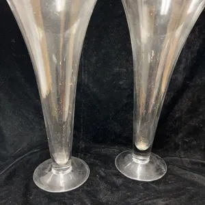 Clear Glass Trumpet-Form Decorative Vases