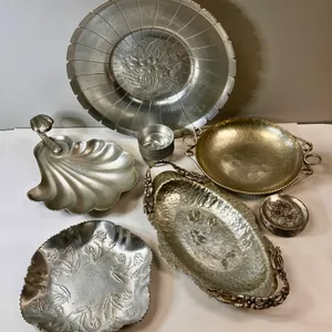 Vintage Aluminum Serving Pieces and Coasters