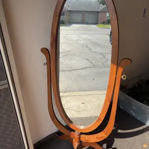 Oval Wooden Standing Mirror