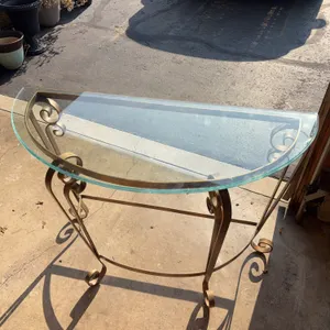 Glass-Top Metal Console Table