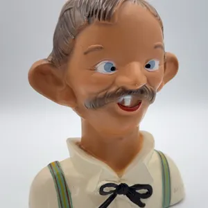 Vintage Alexander Backer ABCO 2 Faced 4 Eyed Drunk Man Chalk Ware Bank