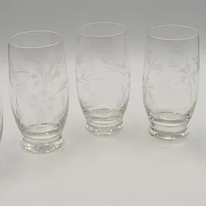5 Floral Etched Glasses
