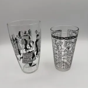 2 Bar Recipe Glasses,  Bartender's Liquor Recipe Mixer Glass, Federal Glass Bartender Mixer