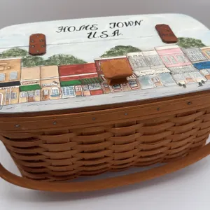 Longaberger Basket w/ Custom Painted Lid. Granville, Ohio