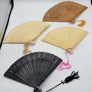 4 Carved Open Work Fans w/ Tassel's Wooden & Plastic