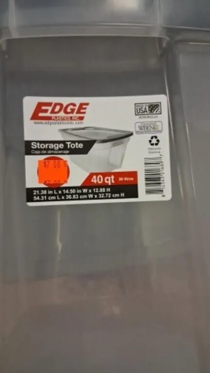 (2) 40 Quart Storage Tubs with Lids