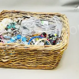 wicker basket- full costume jewelry