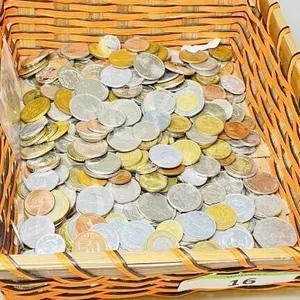 flat basket full world coins