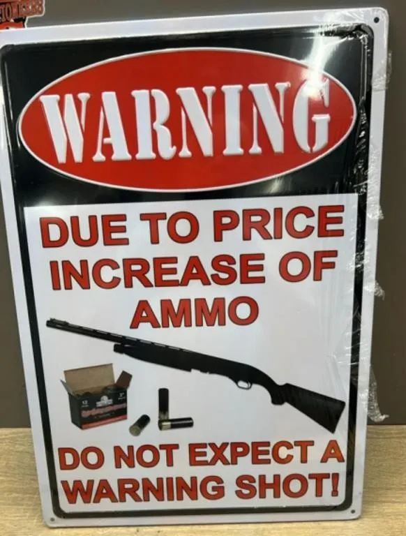 Decorative Metal Sign 12" x 17". Warning.