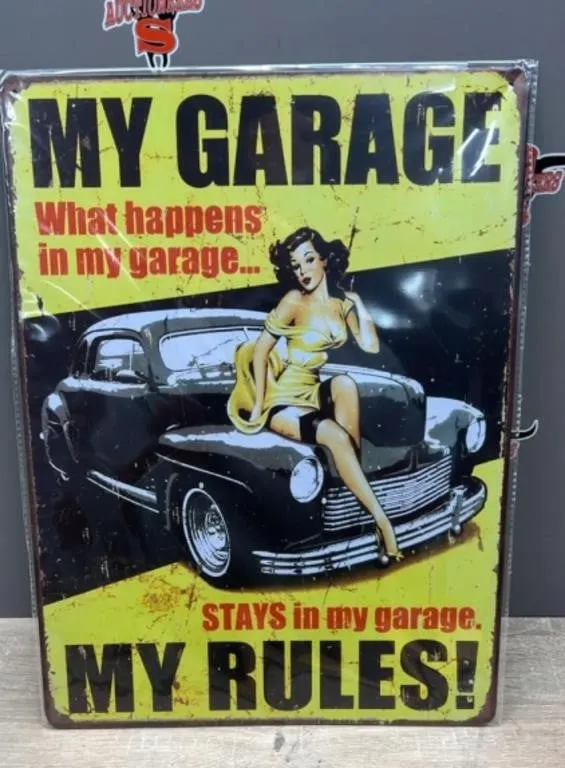 Decorative Metal Sign 12" x 16". My Garage, My