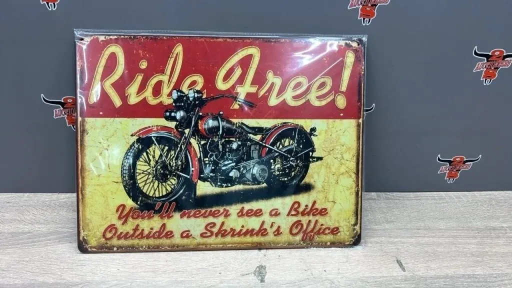 Decorative Metal Sign 12" x 16". Ride Free.