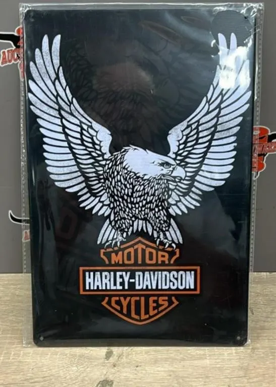 Decorative Metal Sign 8" x 12". Harley Davidson.