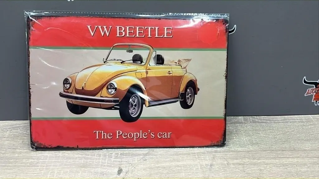 Decorative Metal Sign 8" x 12". VW Beetle.
