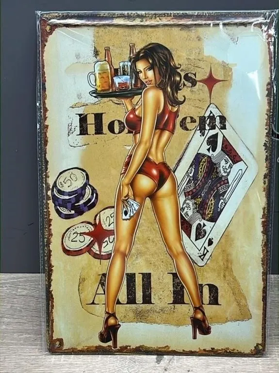 Decorative Metal Sign 8" x 12". Texas Hold'em,