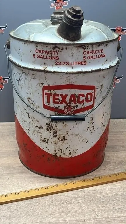Original 5 gallon TEXACO Gas Can w/Lids. #TS.