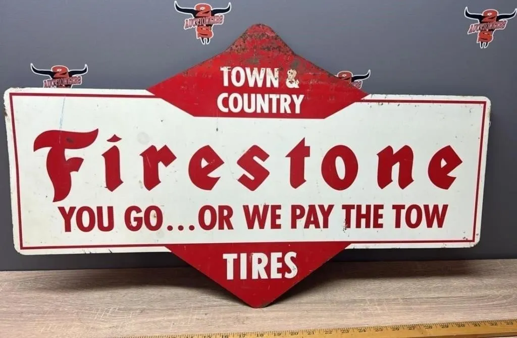 Original Double Sided Firestone Tires Insert Sign