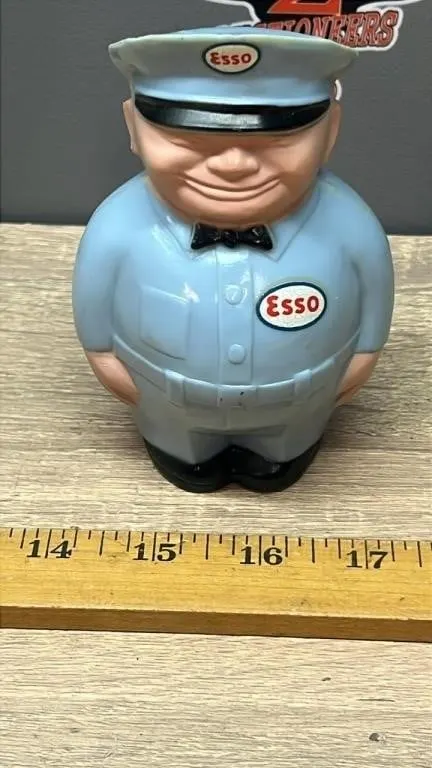 Vintage 4" Plastic ESSO Coin Bank. #SC