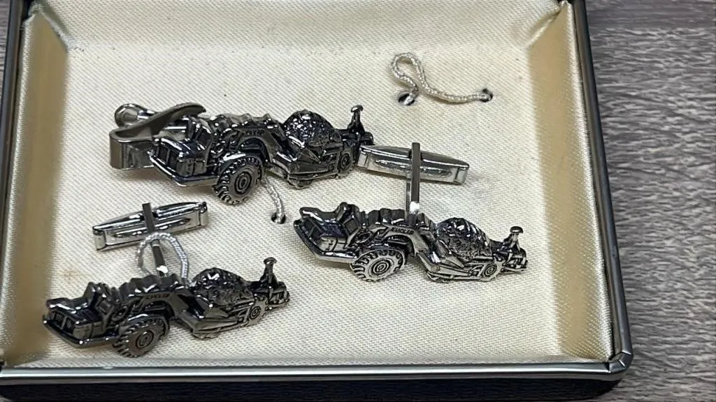 Earthmover Cufflinks and Tie Tack Set. #DC