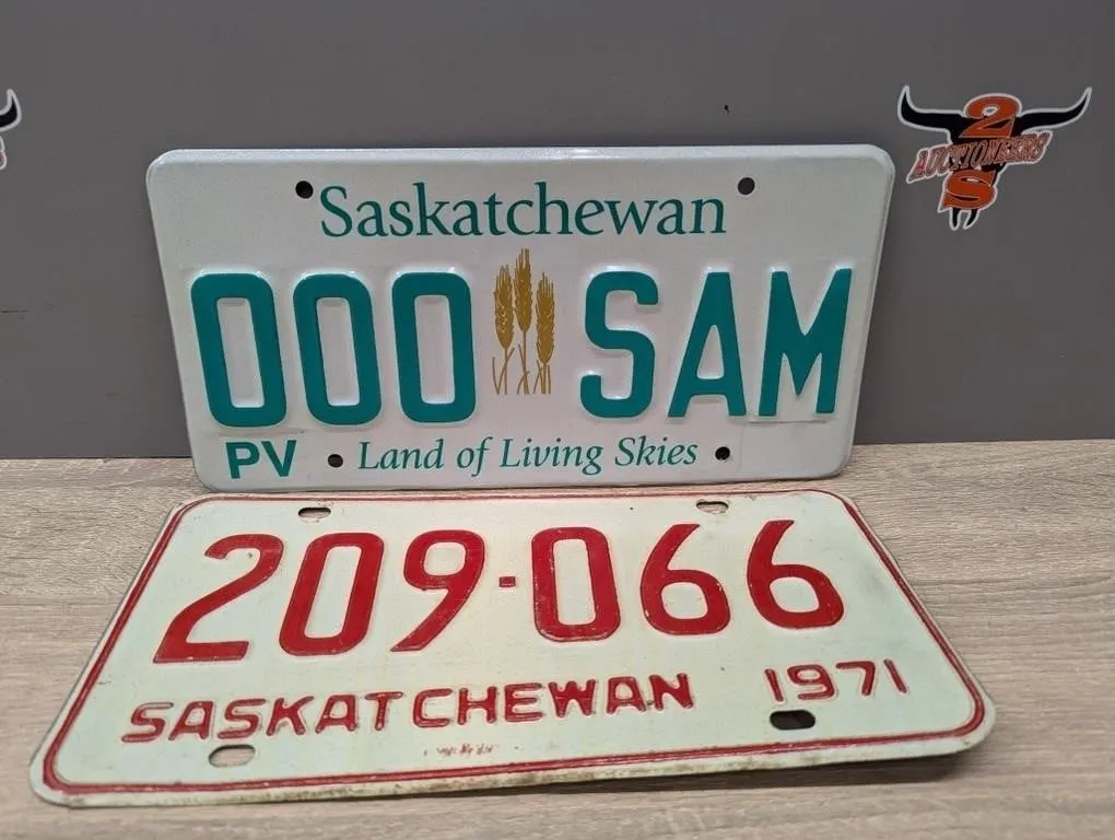 2 Sask. License Plates.