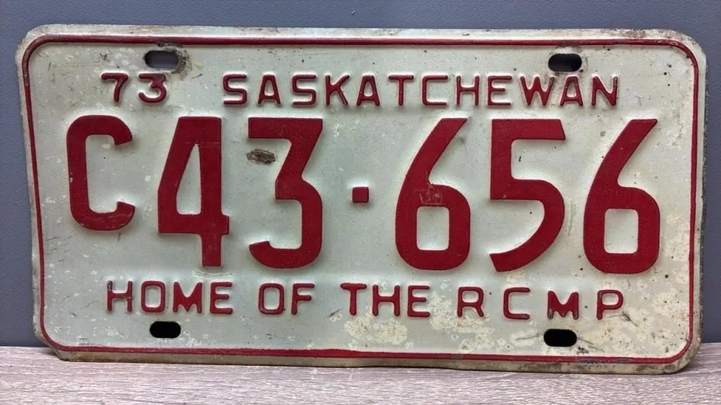 1973 Sask. Commercial License Plate. RCMP.