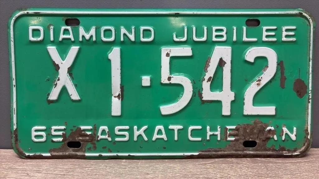 1965 Sask. X Overflow Designation License Plate.