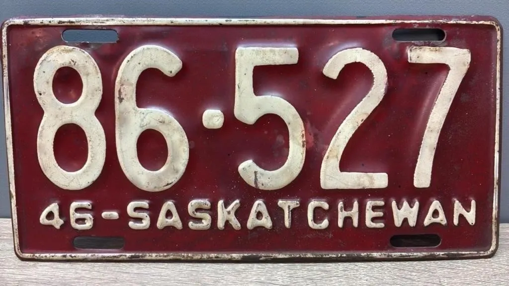 1946 Sask. License Plate.