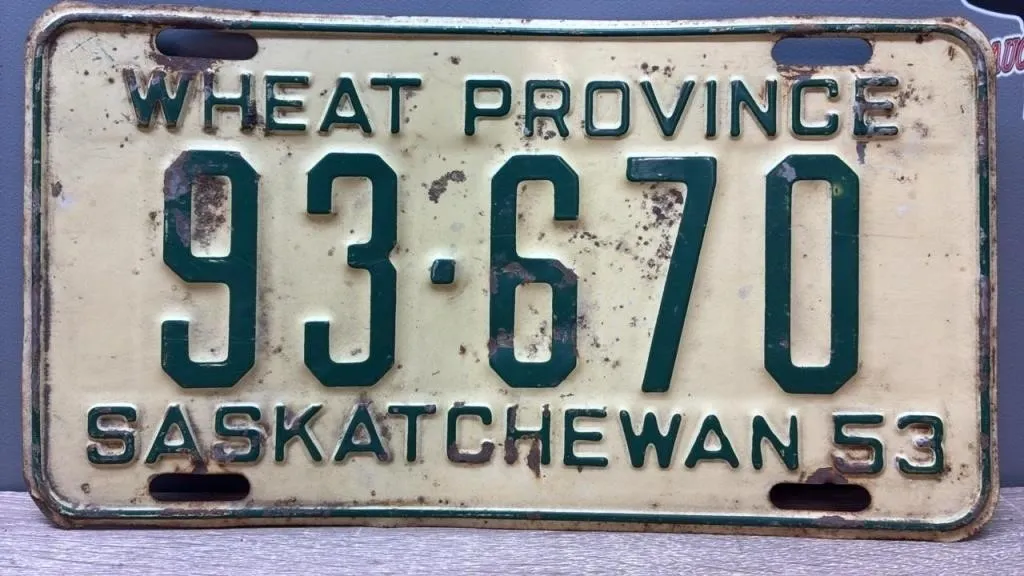 1953 Sask. License Plate.