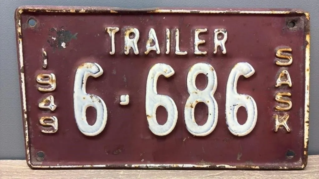 1949 Sask. Trailer License Plate.