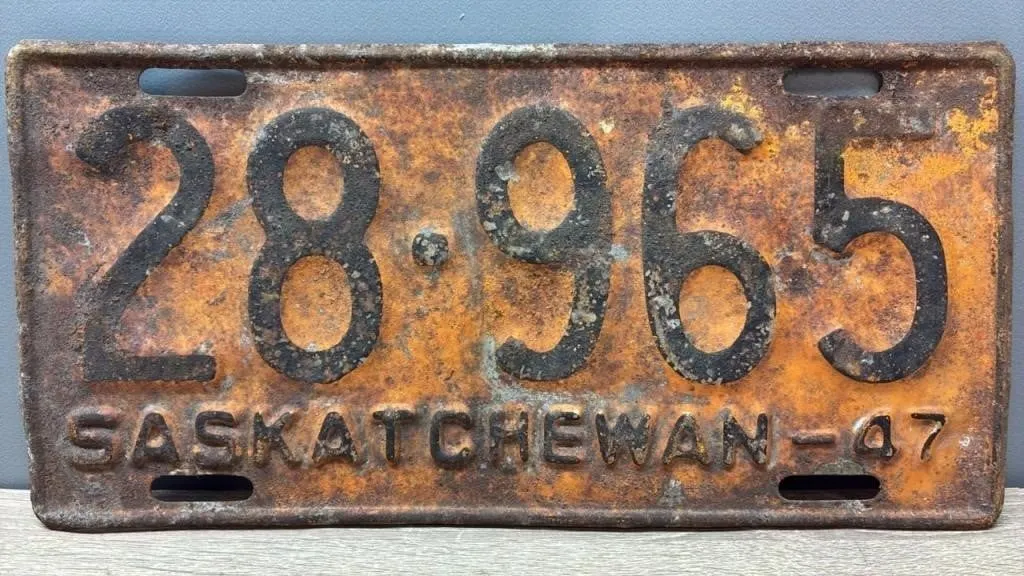 1947 Sask. License Plate.