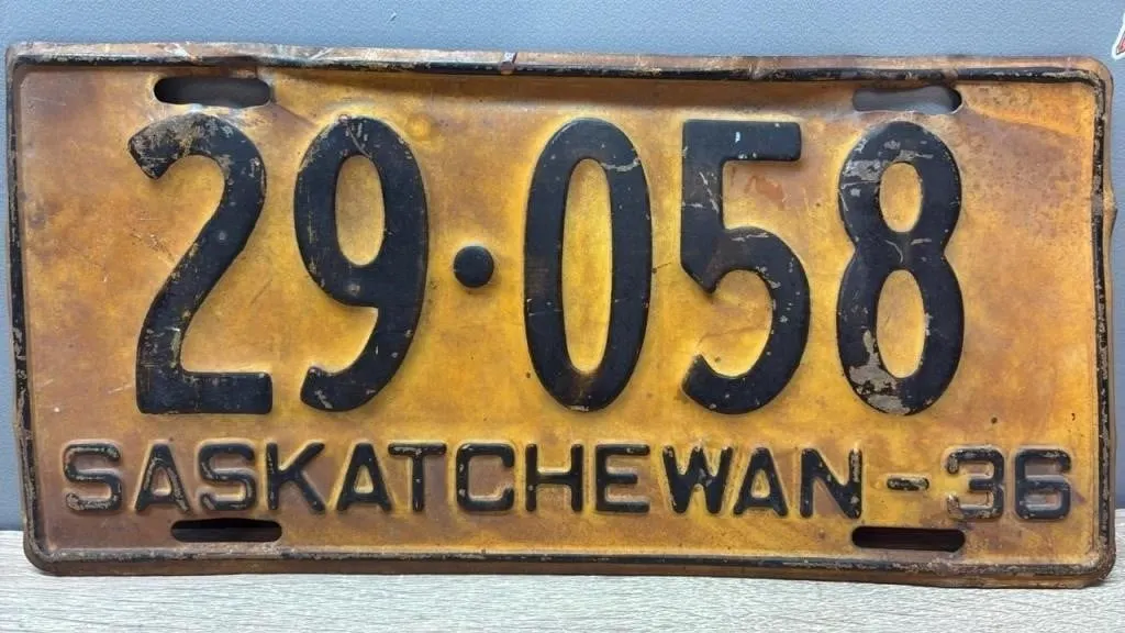 1936 Sask. License Plate.