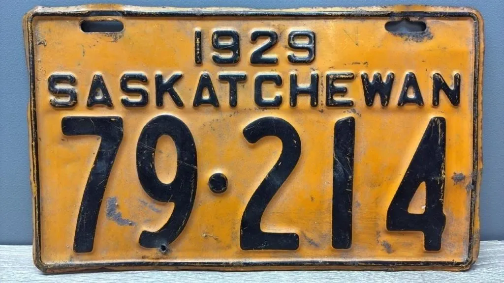 1929 Sask. License Plate.