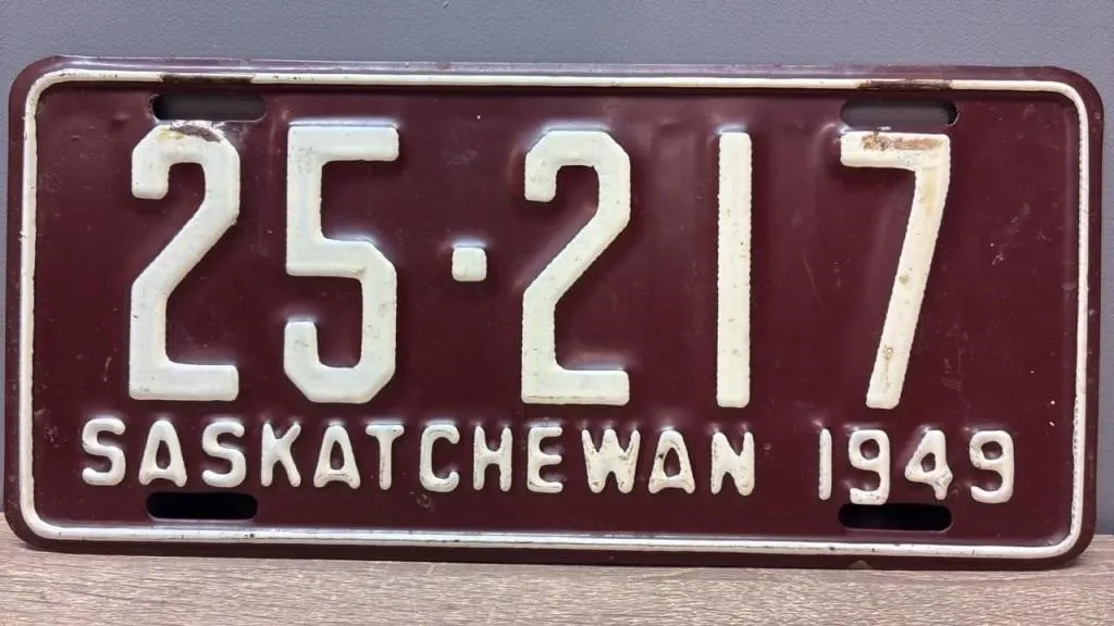 1949 Sask. License Plate.