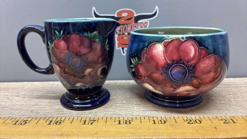 Moorcroft Poppy Cream & Sugar.