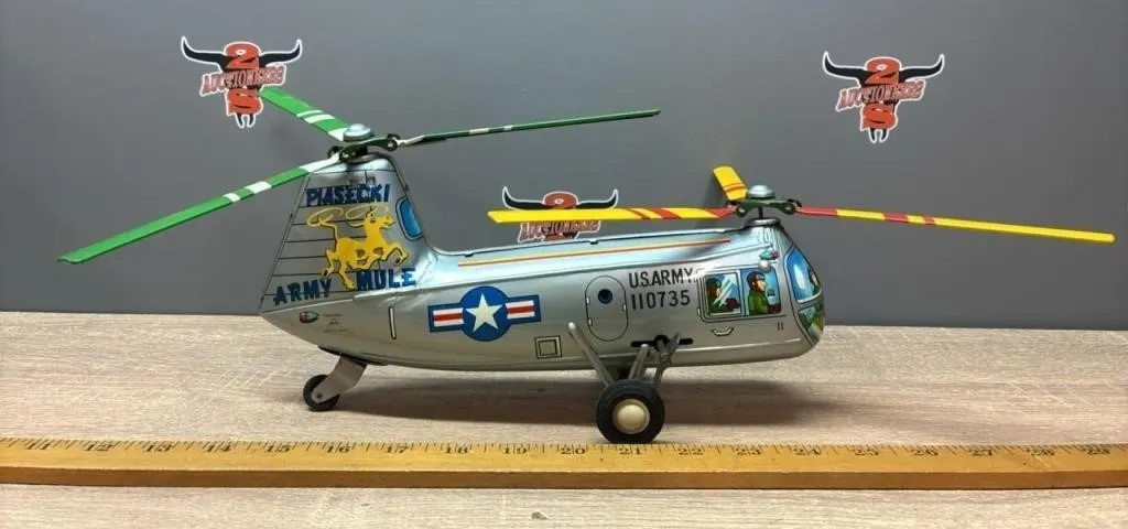 Alps (Japan) Tin Wind Up Helicopter Toy. Working.