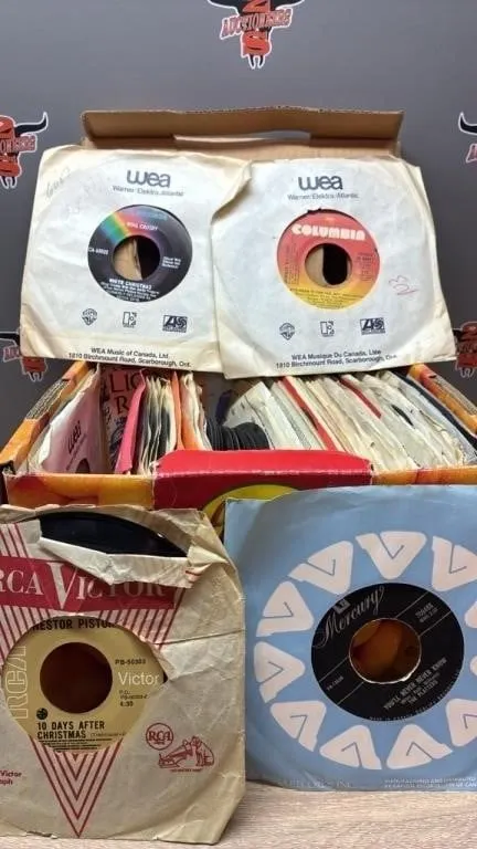 Quantity of 45 RPM Record Albums. Random Sample