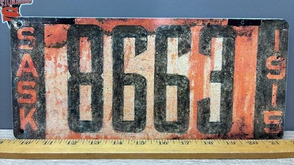 REPLICA 1915 Sask. License Plate.