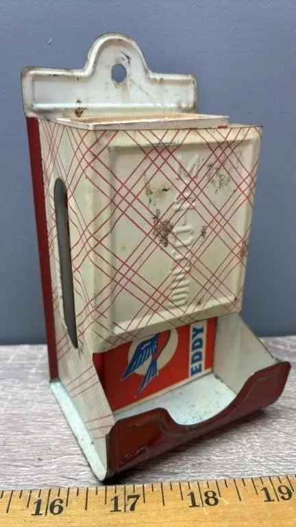 Vintage Tin Matchbox Holder.