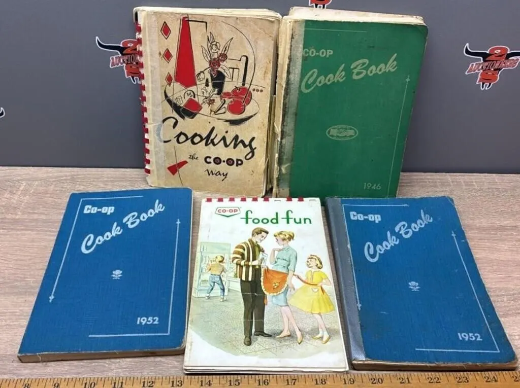 5 Vintage CO-OP Cook Books.