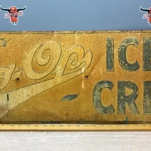 Vintage CO-OP Ice Cream Tin Sign. 36”Wx11”H.