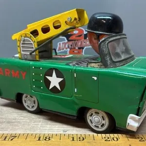 Vintage Tin Toy Army Truck w/Missile Launcher.